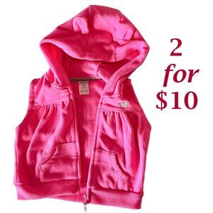 Carter's Baby Infant 9M Pink Hooded Zip Vest with Ears and Embroidered Heart